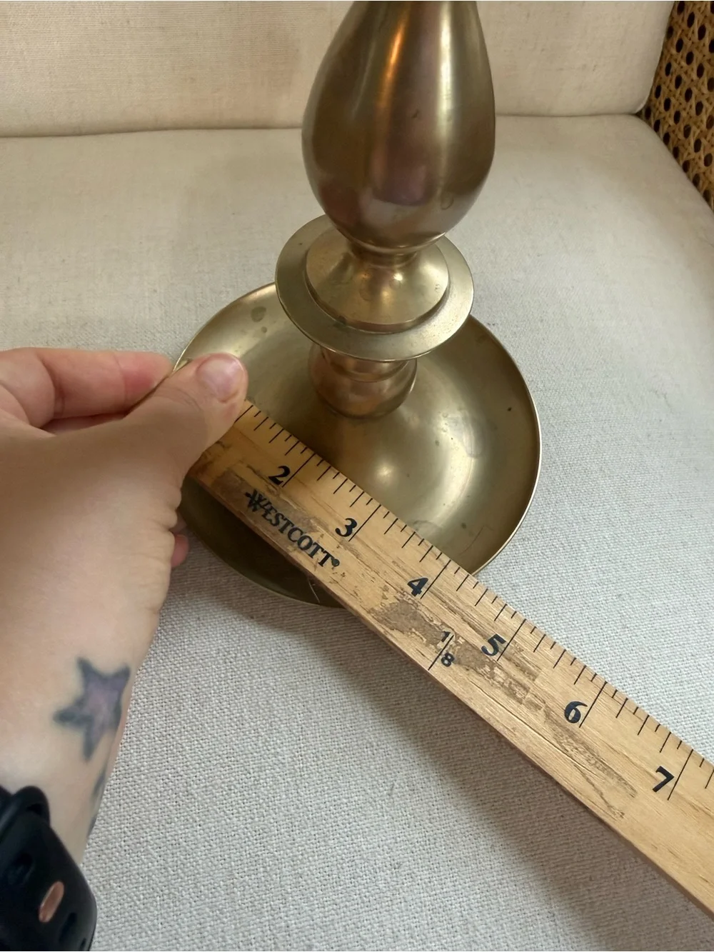 Vintage Solid Brass Tapered Candlestick Holder Brushed Finish 11